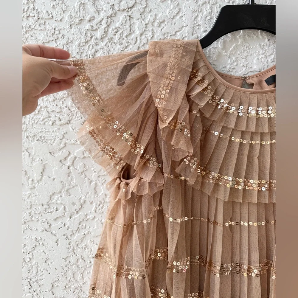 J.Crew Collection sequin tulle tiered ruffle top Small